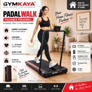 GYMKAYA PADALWALK Foldable Treadmill for Home | 1–12 km/h